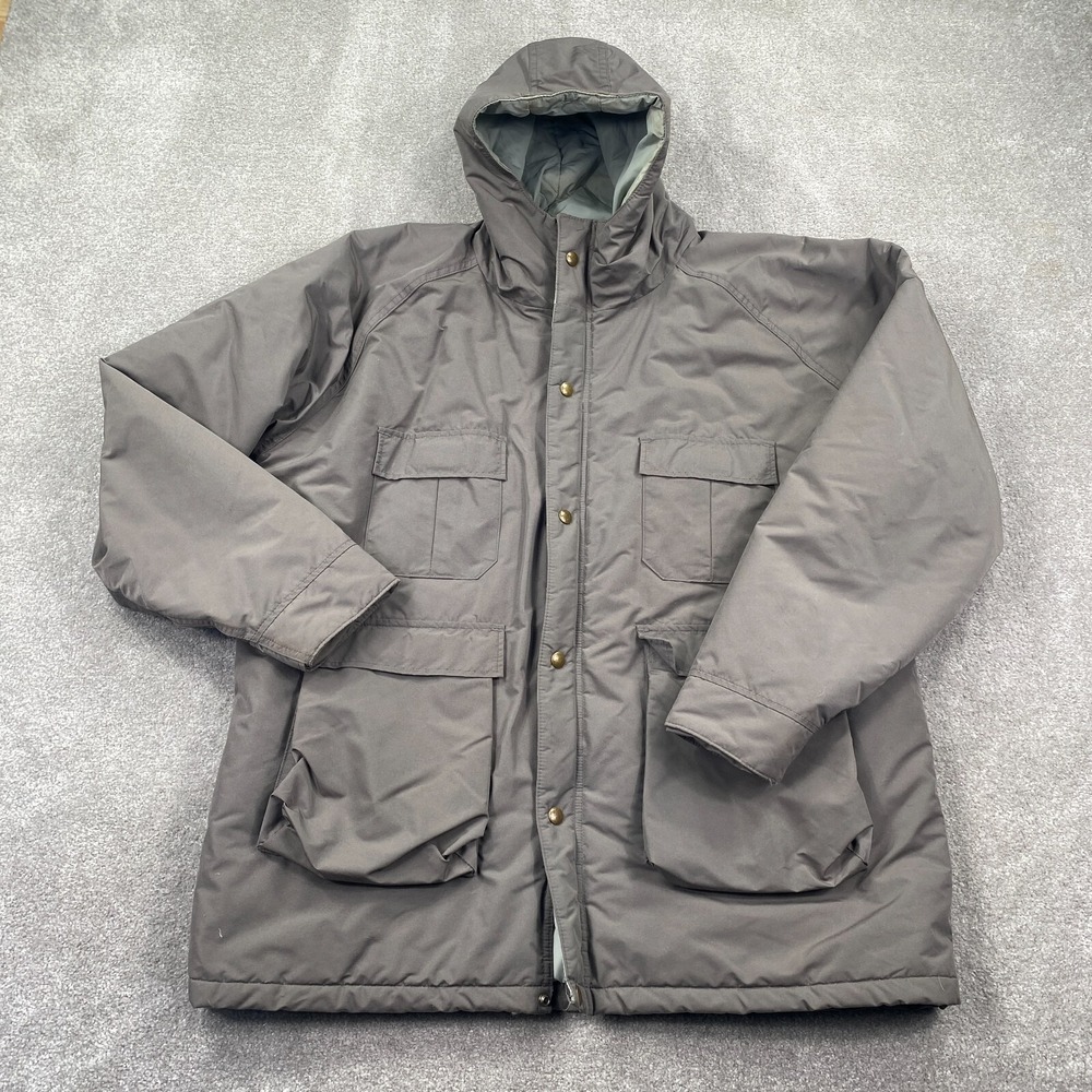 VTG Woolrich Full Zip Hooded Insulated Parka Jacket Men's Size L Gray